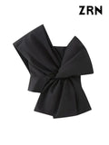 Yidouxian ZRN-Women's Knotted Asymmetric Cropped Blouses, One Shoulder, Back Zipper, Female Shirts, Sexy Fashion