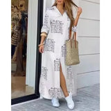 Yidouxian Women's Fashion Long sleeved Shirt Dress Personalized Button Long Women's Fashion Print Casual Loose Dress