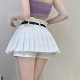 Yidouxian half skirt Slimming Sexy Women's half skirt Anti glare With safety pants With a belt Summer Pleated skirt