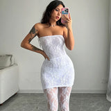 Yidouxian piece fishing net sock set with splicing, transparent lace tight fitting set, hollowed out slim fit sexy jumpsuit set