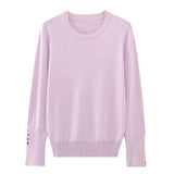 Yidouxian Autumn Women Solid Round Neck Long Sleeve Basic Knit Sweater Casual Pullover Tops