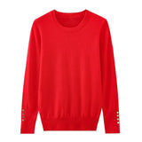 Yidouxian Autumn Women Solid Round Neck Long Sleeve Basic Knit Sweater Casual Pullover Tops