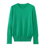 Yidouxian Autumn Women Solid Round Neck Long Sleeve Basic Knit Sweater Casual Pullover Tops