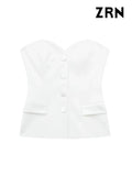 Yidouxian Bustier Tops for Women, Backless Vest, Front Button, Female Camis, Chic Tops, Sexy Fashion