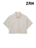 Yidouxian ZRN-Women's Semi Sheer Oversized Blouses, Short Sleeve, Front Button, Female Shirts, Chic Tops, Fashion