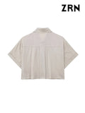 Yidouxian ZRN-Women's Semi Sheer Oversized Blouses, Short Sleeve, Front Button, Female Shirts, Chic Tops, Fashion