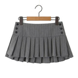 Yidouxian Y2K Pinstripe Pleated Mini Skirt Women Sexy Low Waist Short Skater Skirts Jupe