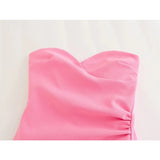 Yidouxian New Fashion Women Pink Ruched Strapless Dress Sleeveless Back Zipper Female Party Mini Sexy Vestidos
