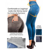 Yidouxian Pockets Slim Skinny Jeggings Women's Denim Print Pants Fake Jeans Look Like High Waist Seamles Leggings