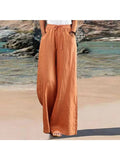 Yidouxian Women's Fashionable Solid Color Casual Wide Leg Pants with Elastic Straps for Women's Clothing