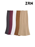 Yidouxian ZRN-Women's Long Satin Skirt, High Waist, Elastic Waistband, Female Skirts, Fashion