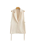 Yidouxian Women Fashion With Taps Side Vents Waistcoat Vintage Sleeveless Front Button Female Outerwear Chic Vest Tops