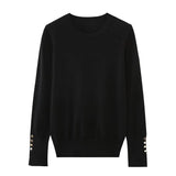 Yidouxian Autumn Women Solid Round Neck Long Sleeve Basic Knit Sweater Casual Pullover Tops