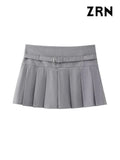 Yidouxian Shorts Skirts for Women, With Belt,Side Zipper, Mid Waist, Female Skort,Fashion