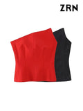 Yidouxian ZRN-Women's Asymmetrical Bustier Tops, Sexy Backless, Side Zipper, Female Camis, Fashion