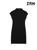 Yidouxian Women Fashion Stretch Knit Mini Dress Vintage High Neck Sleeveless Female Dresses Vestidos Mujer