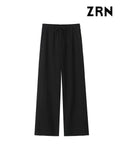 Yidouxian Textured Pants for Women, Side Pockets, Elastic Waist with Drawstrings, Female Trousers, Fashion