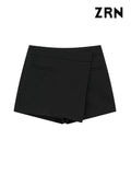 Yidouxian ZRN-Women's Asymmetric Wrap Shorts Skirts, High Waist, Side Zipper, Female Skort, Fashion