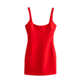 Yidouxian Sexy Women Round Neck Sleeveless Slim Short Dress Summer Female Red Bodycon Mini Vestidos