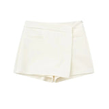 Yidouxian ZRN-Women's Asymmetric Wrap Shorts Skirts, High Waist, Side Zipper, Female Skort, Fashion