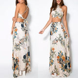 Yidouxian Piece Set of Women's Neck Hanging Long Dress Bra and Floor Sweeping Long Dress Sexy and Fashionable Dress