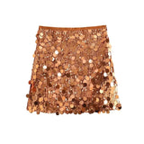 Yidouxian ZRN-Women's Shiny Sequined Mini Skirt, Mid Waist, Side Zipper, Female Skirts, Fashion