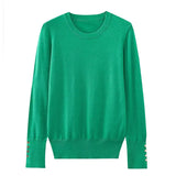 Yidouxian Autumn Women Solid Round Neck Long Sleeve Basic Knit Sweater Casual Pullover Tops