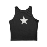 Yidouxian Women Y2K E-Girl Grunge Crop Tops Summer Fit Vest Star Embroidery Scoop Neck Sleeveless Casual Tank Tops for Females