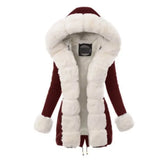 Yidouxian jacket winter women's warm jacket hooded coat woolen collar cotton jacket