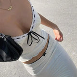 Yidouxian Women¡¯s Elegant 2 Piece Summer Vintage Outfits Sleeveless Dots Print V-Neck Cami Tops + Low Waist Bow Long Skirt Set