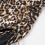 Yidouxian Sexy Women Side Drawstring Strapless Leopard Bodysuit Summer Romper Body Mujer Playsuit Tops