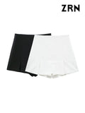 Yidouxian ZRN-Women's Front Slits Patchwork Shorts Skirts, High Waist, Side Zipper, Female Skort, Fashion