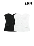 Yidouxian Bustier Tops for Women, Backless Vest, Front Button, Female Camis, Chic Tops, Sexy Fashion