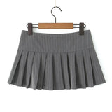 Yidouxian Y2K Pinstripe Pleated Mini Skirt Women Sexy Low Waist Short Skater Skirts Jupe