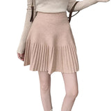 Yidouxian A Line Pleated Skirt Autumn Winter Solid Colour Women's Skirt Korean Version Sweet Casual High Waist