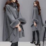 Yidouxian Elegant Zipper Thick Warm Faux Fur Collar Women Coats All-match Soft Half Sleeve Women's Clothing Oversized Faux Fur Coat