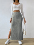 Yidouxian Women's Fashionable High Waisted Side Slit Slim Fit Knitted Casual Loose Half Skirt Women's Pants Skirt