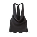 Yidouxian ZRN-Women's Flowing Draped Halter Neck Tank Tops With Bow Tied, Backless, Sleeveless, Female Camis, Sexy, Fashion