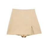 Yidouxian ZRN-Women's Front Slit Shorts Skirts With Side Zipper, High Waist, Female Skort,Fashion