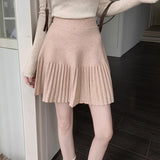 Yidouxian A Line Pleated Skirt Autumn Winter Solid Colour Women's Skirt Korean Version Sweet Casual High Waist