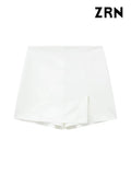 Yidouxian ZRN-Women's Front Slit Shorts Skirts With Side Zipper, High Waist, Female Skort,Fashion