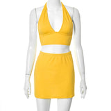 Yidouxian Summer Yellow Set Backless Trendy Women's Wear