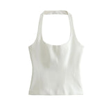 Yidouxian ZRN-Women's Backless Halter Fitted Tank Tops, Female Camis, O Neck, Side Zipper, Sexy Fashion