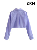 Yidouxian Women Fashion Loose Cropped Shirts Vintage Long Sleeve Front Button Female Blouses Blusas Chic Tops