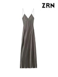 Yidouxian Party Midi Dress for Women, Thin Straps, Backless, Female Dresses, Sexy Fashion