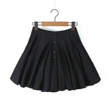 Yidouxian Women Open Buttons High Waist Asymmetrical A-lined Ruched Mini Umbrella Skirt Girl Skater Skirts