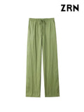 Yidouxian ZRN-Women's Flowy Straight Pants With Pockets, High Elastic Waist, Drawstring, Female Trousers, Fashion