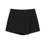 Yidouxian ZRN-Women's Asymmetric Wrap Shorts Skirts, High Waist, Side Zipper, Female Skort, Fashion