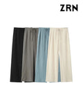 Yidouxian Textured Pants for Women, Side Pockets, Elastic Waist with Drawstrings, Female Trousers, Fashion