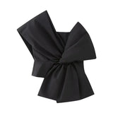 Yidouxian ZRN-Women's Knotted Asymmetric Cropped Blouses, One Shoulder, Back Zipper, Female Shirts, Sexy Fashion